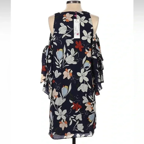 Parker Moondance Floral Cold Shoulder Ruffle Bell Sleeve Dress Size XS NWT - Picture 4 of 9